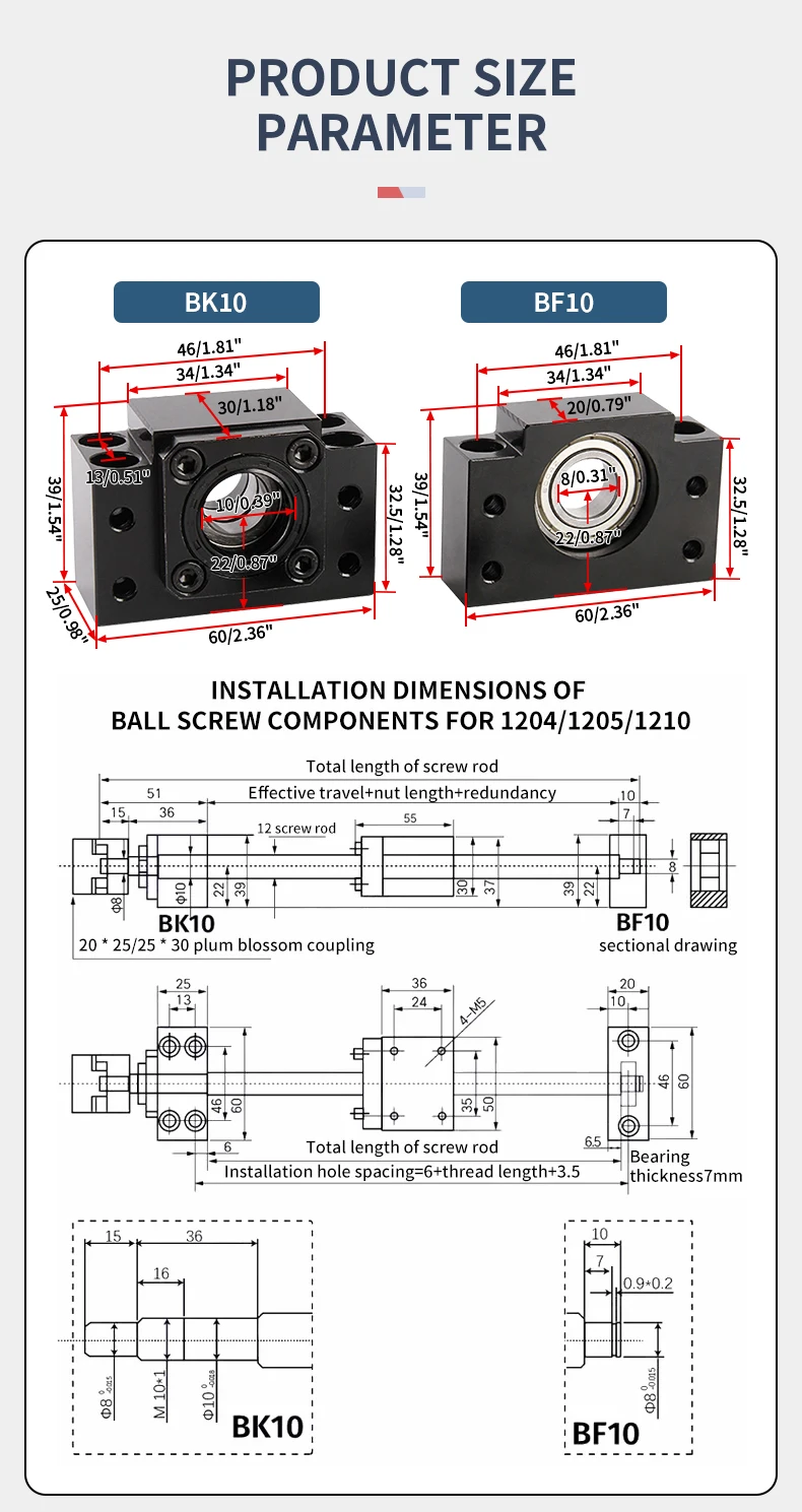 Hochpräzise Kugelumlaufspindel SFU1604/1605/1610, Länge 300-1150mm + Taumuttern + HM12-60-Gussaluminium-C5/C7 + BF12 + DSG16H + XB25*30-8*10mm – Detail 37