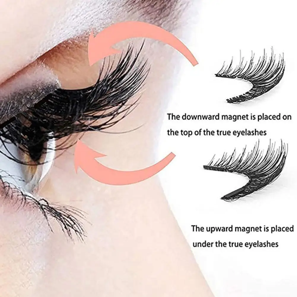 Magnetic Eyelashes handmade 3D natural magnetic false eyelashes + clip reusable magnetic eyelashes Tweezers Set eyelash accessories