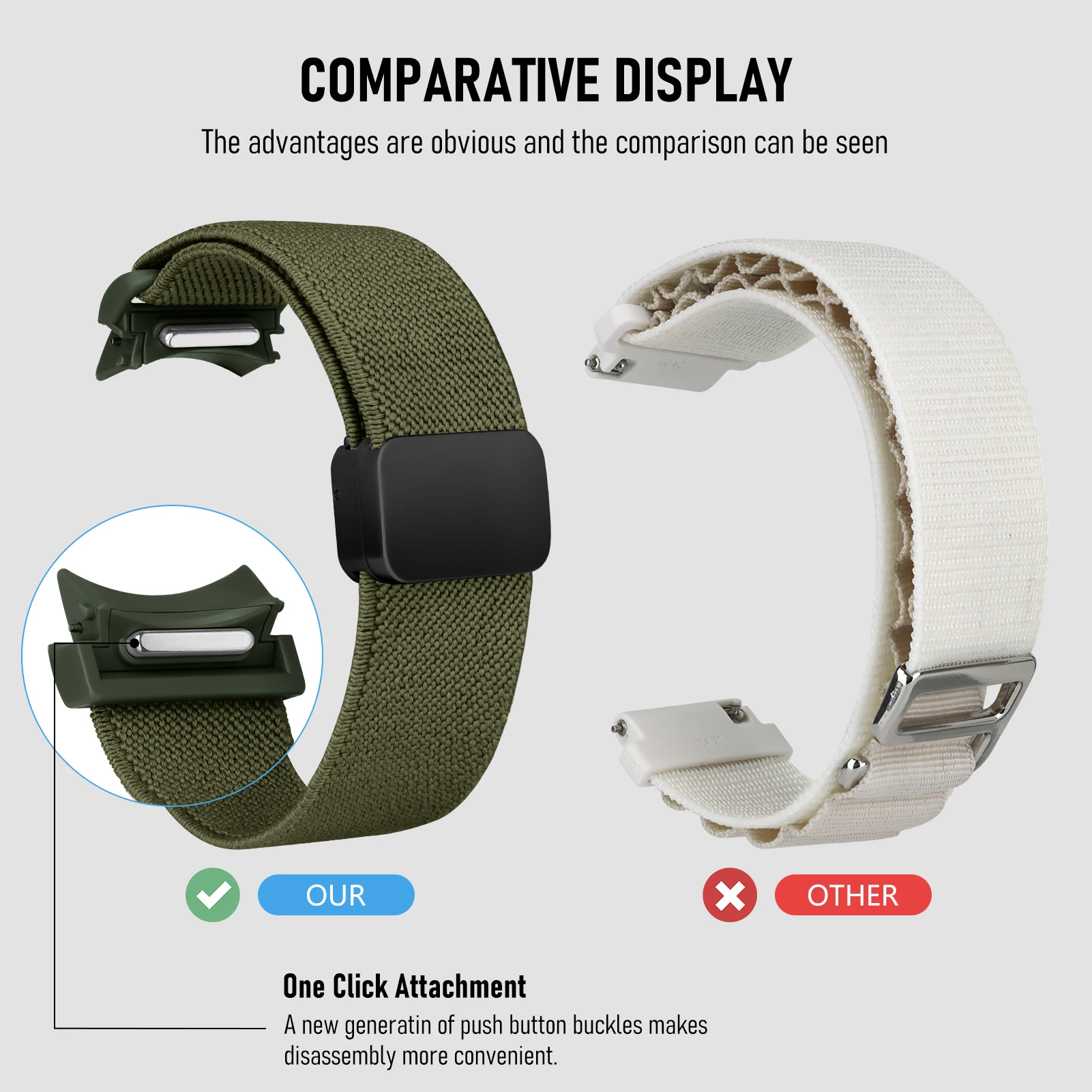 No Gaps Nylon Band For Samsung Galaxy Watch 6 strap magnetic 20mm bracelet Galaxy watch 6 4 classic 5 pro 47mm 43mm 44mm 40mm