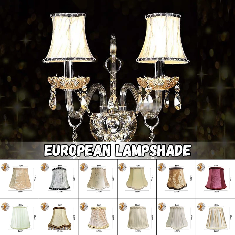 European Luxury Lampshade Bedside Table Lamp Wall Light Fabric Crystal Beaded Tassel Decorative Home Lamp Shade Chandelier Cover