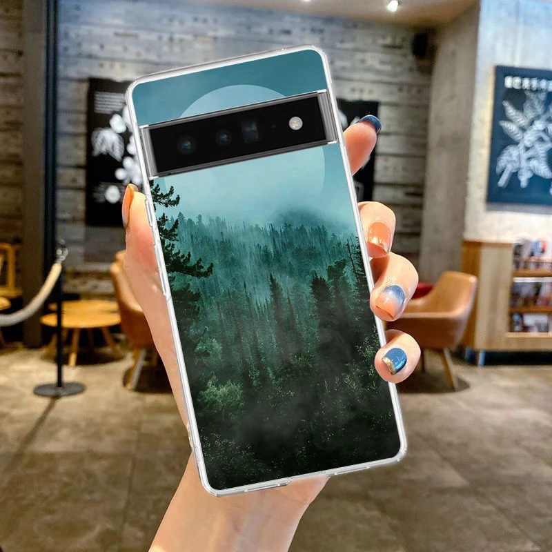 Eco-Friendly Forest Geometry Wood Phone Case - Durable Silicone Soft TPU Clear Cover