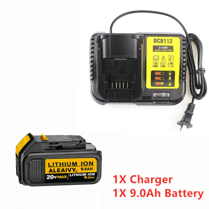 

9000mAh 18V For Dewalt Power Tool Battery for Dewalt DCB180 DCB181 DCB182 DCB201 DCB201-2 DCB200 DCB200-2 DCB204-2 With Charger