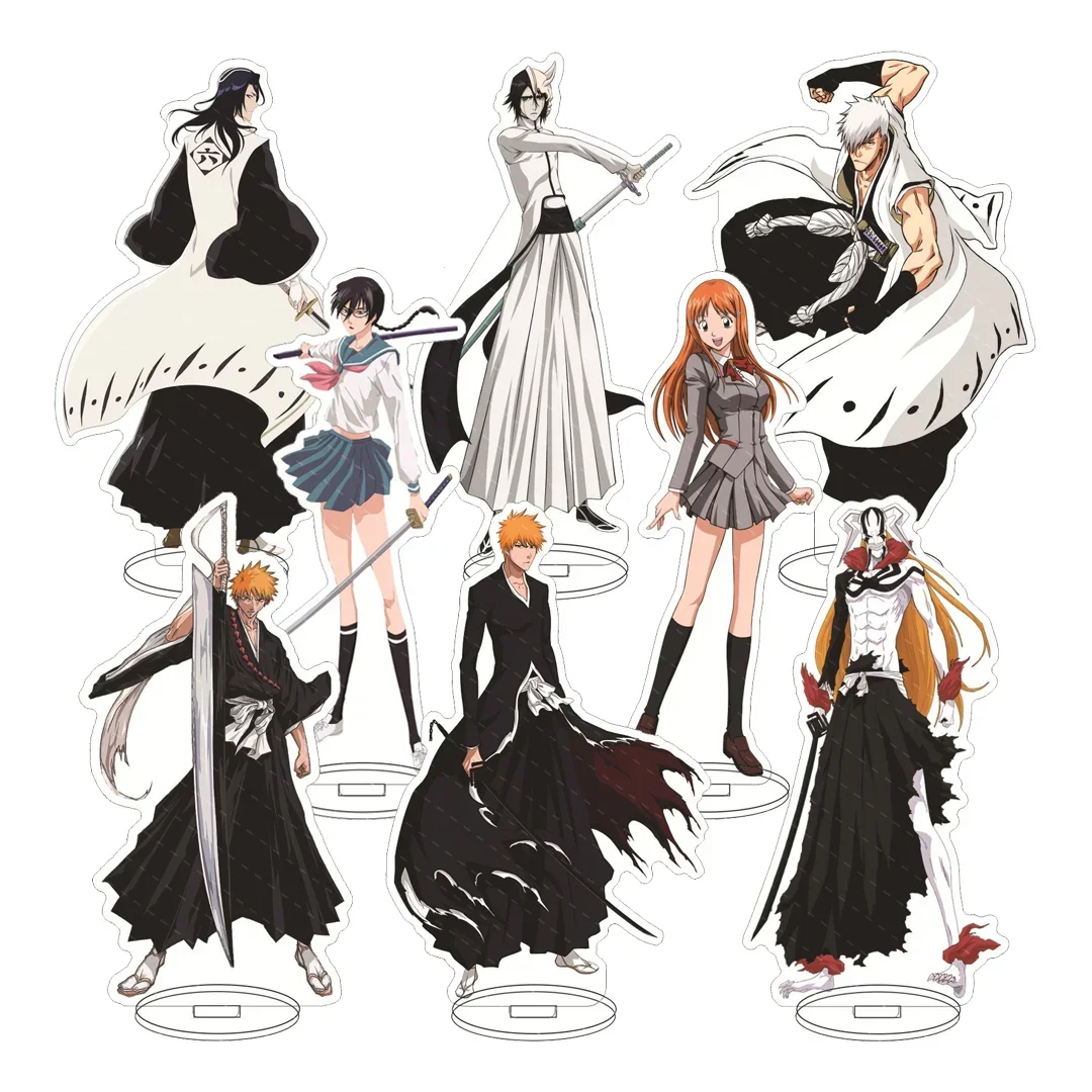 

Anime Bleach Acrylic Stand Model Plate Kurosaki Ichigo Kuchiki Rukia Hitsugaya Toshiro Cartoon Figures Standing Sign Holder Gift