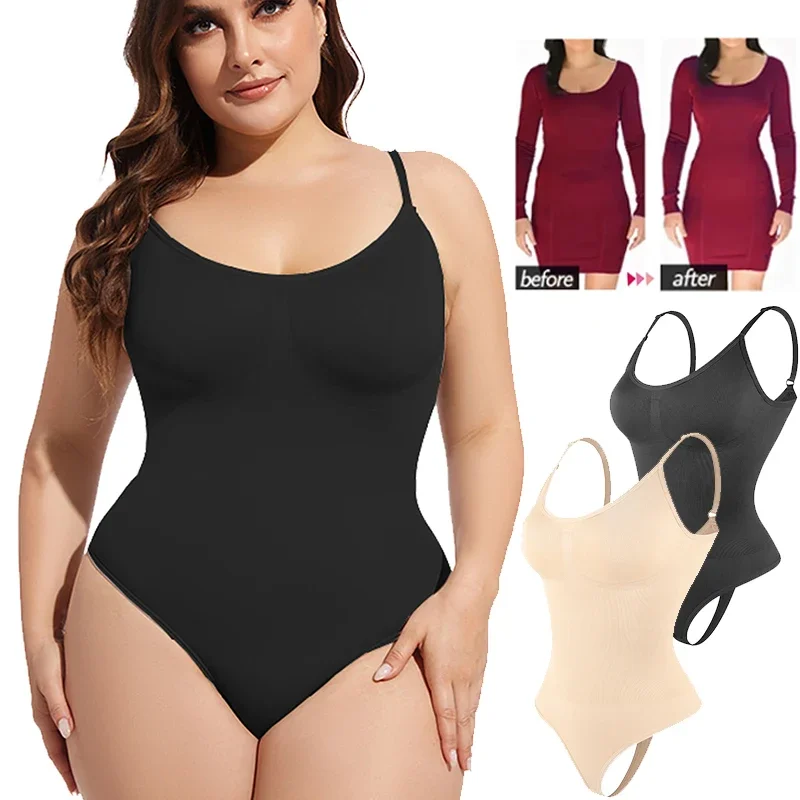 Invisible Bodysuits Shapewear Thong for Women Tummy Control Low Back Backless Butt Lifting Seamless Slimming Full Body Shaper body shaper
