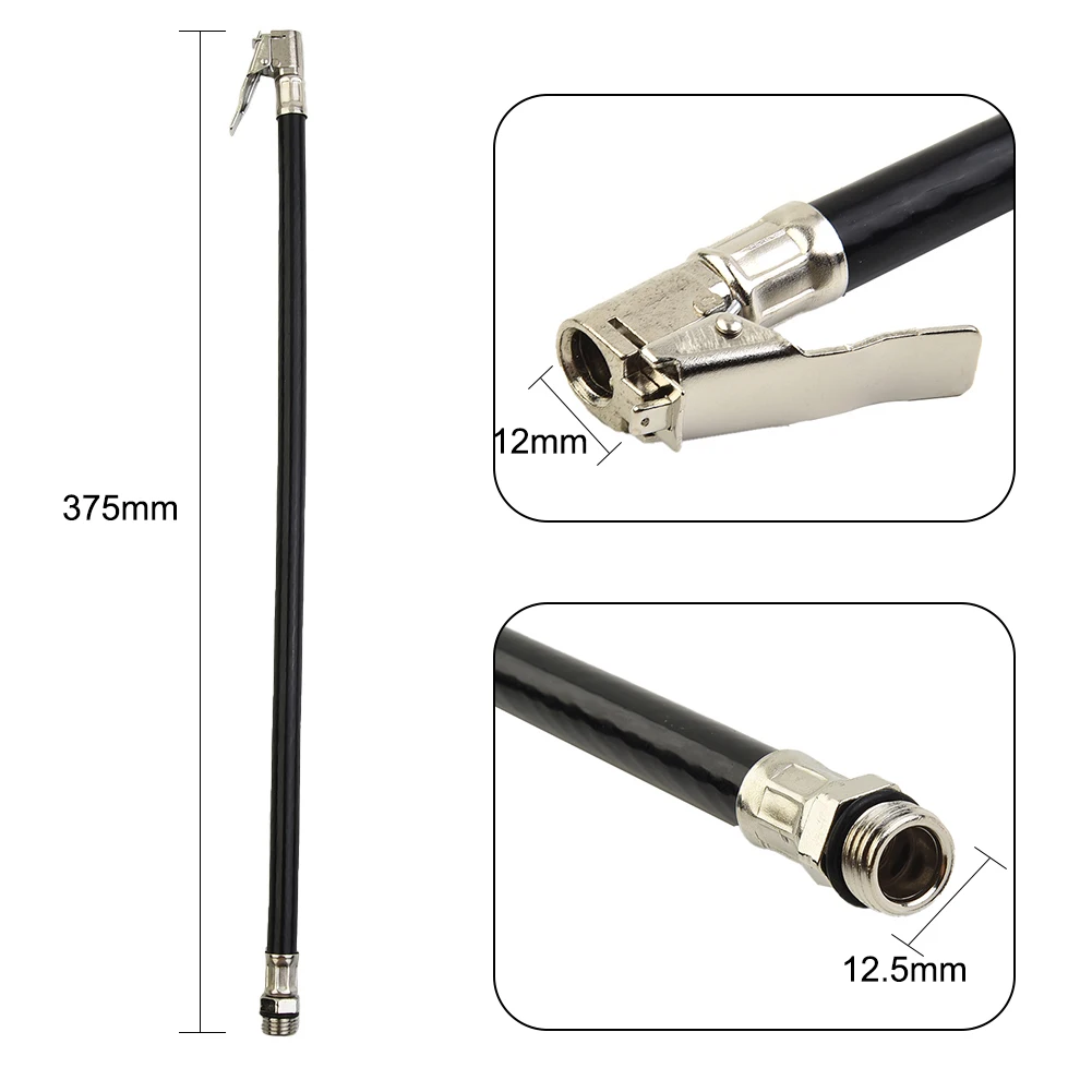 

Tire Hose Pump Tire Inflatable Hose Black Explosion-proof Auto Accessories Length 375mm Pump Gauge Hose Connector