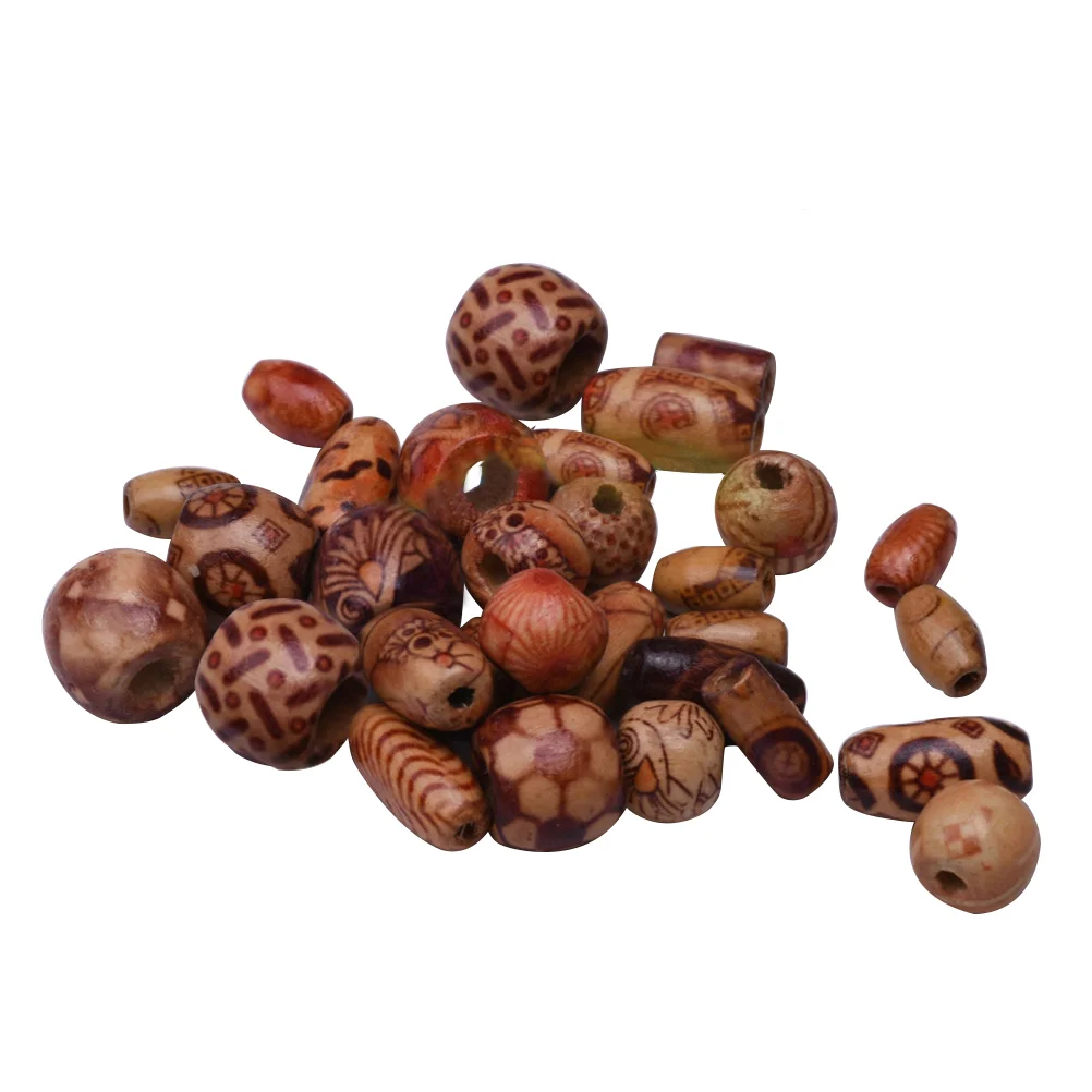

400 Pcs Bracelet Beads for Necklace Making Loose Beads Printed Wooden Jewellery Loose Round