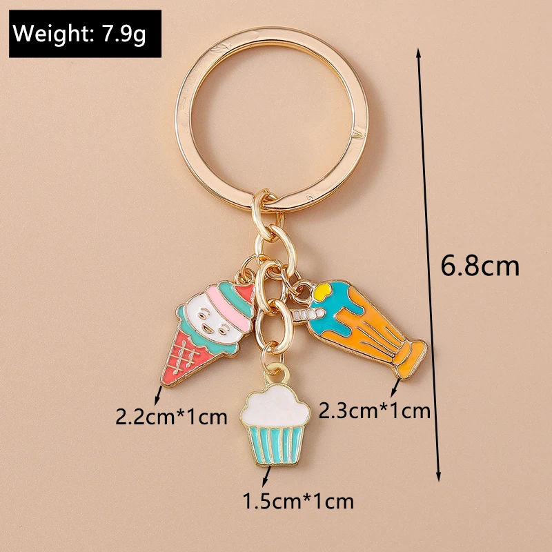 Aihua Emaille-Schlüsselanhänger, Getränke-, Milch- und Kuchen-Schlüsselanhänger für Damen und Herren, Handtaschen-Schlüsselring, Taschenanhänger, Schmuck, Souvenir-Geschenke – Detail 7