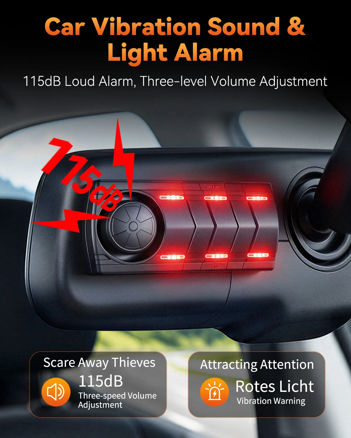High-Decibel Rechargeable Car Vibration Alarm System with Remote Control