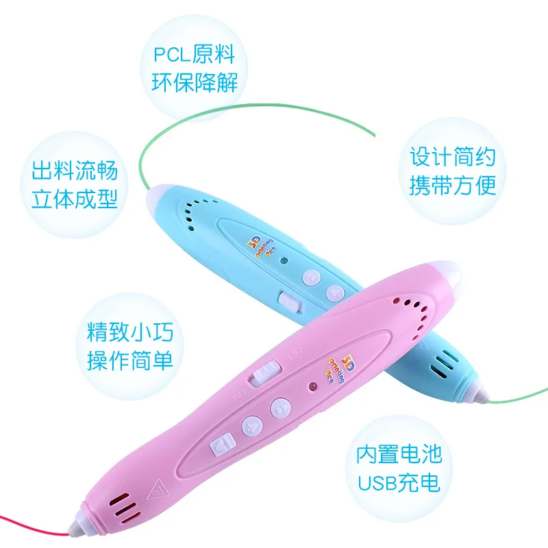 Luxmoc Colourful Light 3D Printing Pen Low Temperature 3D Diy Graffiti Painting Pen Models Toys Drawing For Kids Gift