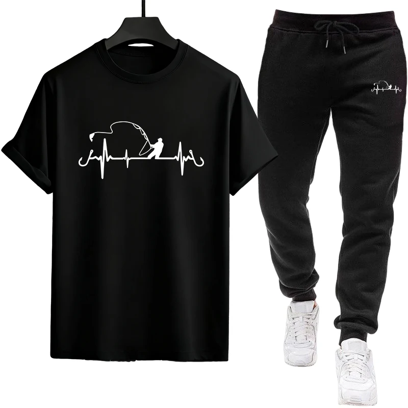 Camiseta de manga corta versátil de una sola pieza para deportes de correr diario y pantalones deportivos, chándal para hombre, calidad informal, verano al aire libre