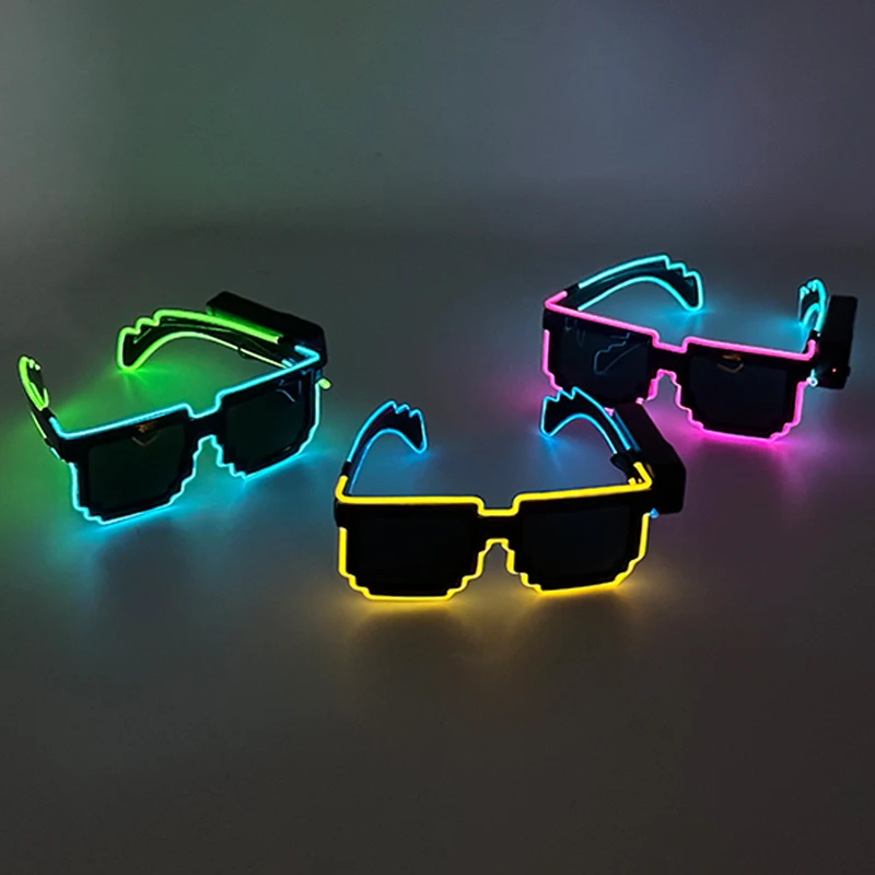 Led Light up Party Eyeglass Neon Rave Glasses El Wire Mosaic