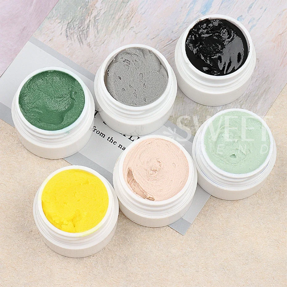 2pcs 5D Acrylic Engraved Drawing Gel Nails Polish Plaster Effect DIY Embossed Manicure Gel Decor No Need Top Coat Plaster Glue