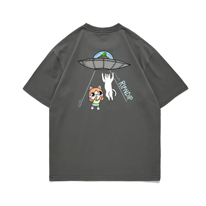 American Trendy Brand Rip Dip Cartoon Cat Returns To The Alien Planet Niche American Trendy Couple Short-sleeved T-shirt 2