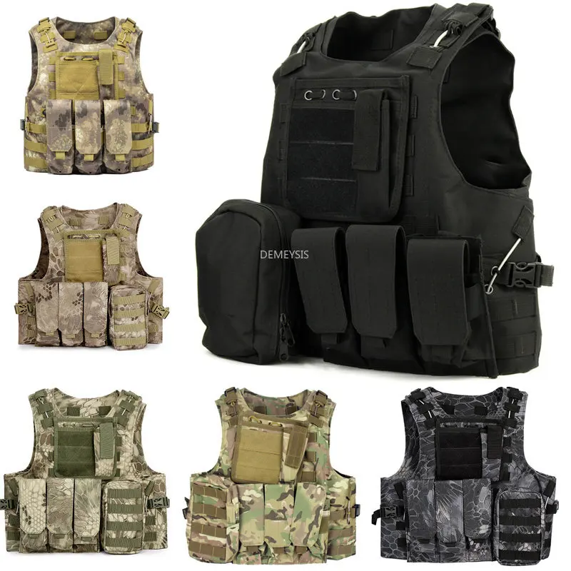 

Tactical Military Vest Outdoor Hunting Shooting Plate Carrier Waistcoat with Pouches Airsoft Armor CS Combat Molle Vests