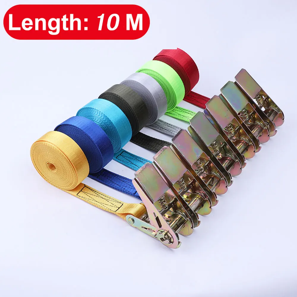 10M Buckle Tie-Down Belt Cargo Straps For Car Motorcycle Bike With Metal Buckle Tow Rope Strong Ratchet Belt For Luggage Bag cargo straps cargo tie down strap tie down straps lashing strap