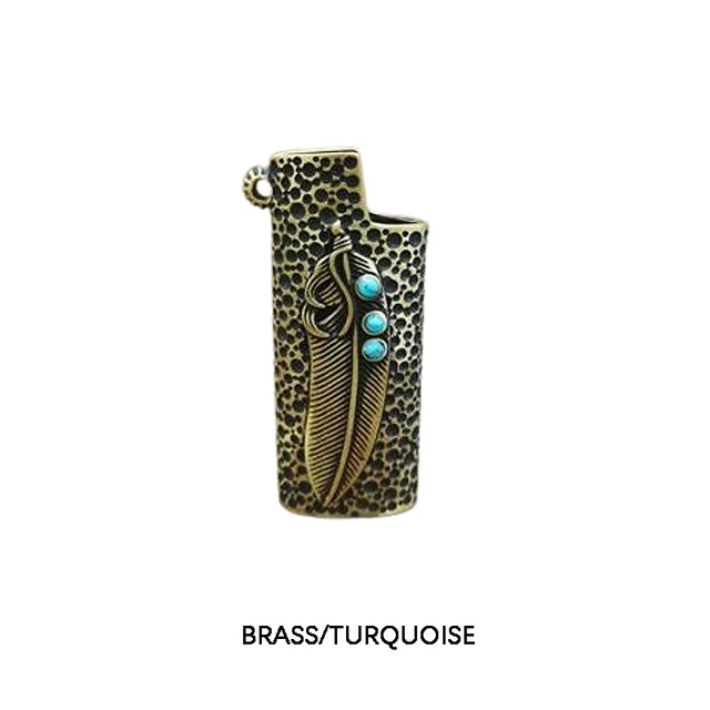 Vintage Sterling Silver Turquoise Full Size BIC Lighter Case