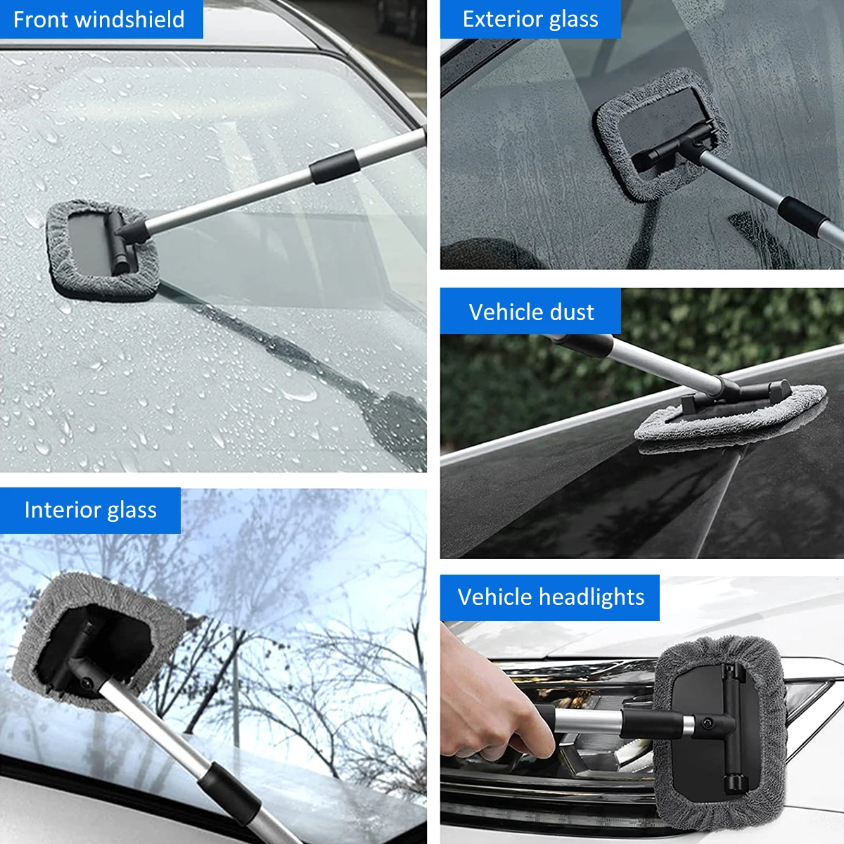 Car Window Cleaner Brush Windshield Cleaning Wash Tool Inside Interior Auto  Glass Wiper With Telescopic Handle Car Accessories