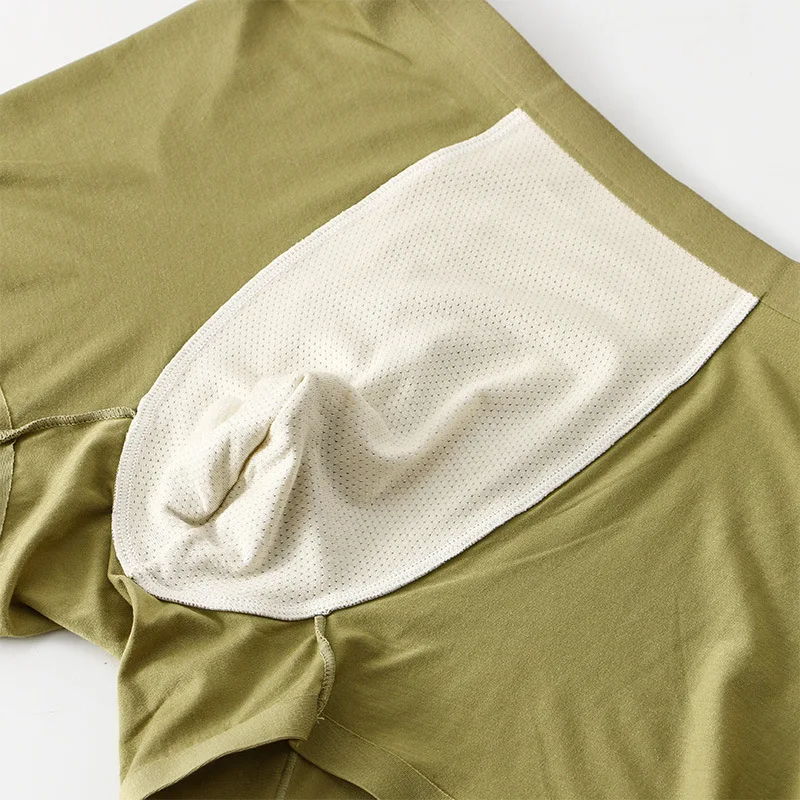 New Men's Underwear Soft and Comfortable Solid Color Breathable Skincare Mid Waist Flat Corner Pants 3PCS