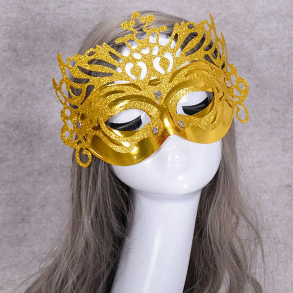 Donne Sexy Hollow Lace Masquerade Bronzing Face Mask Princess Party Cosplay Prom Puntelli Costume Nightclub Queen Eye Mask Esotico