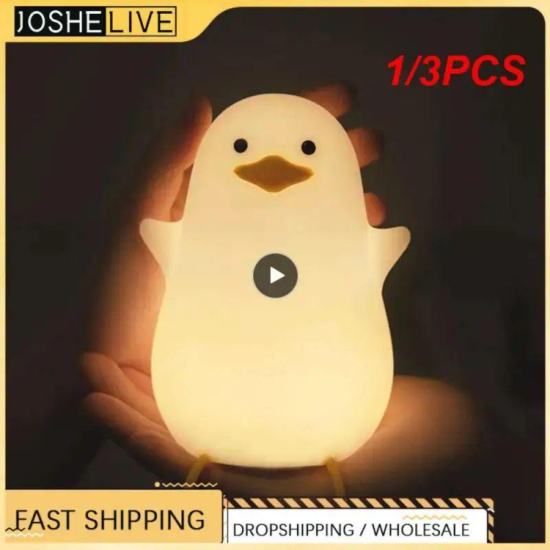 

1/3PCS Night Lamp Cute Duck Cartoon Silicone Sleeping light USB Rechargeable Touch Sensor Timing Bedroom Bedside Lamp For Kid