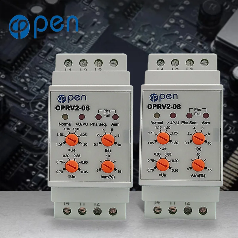 

OPEN Protection relay Phase Sequence Overvoltage and Undervoltage Control ON OFF Protecting Safe Electrics Multi-function