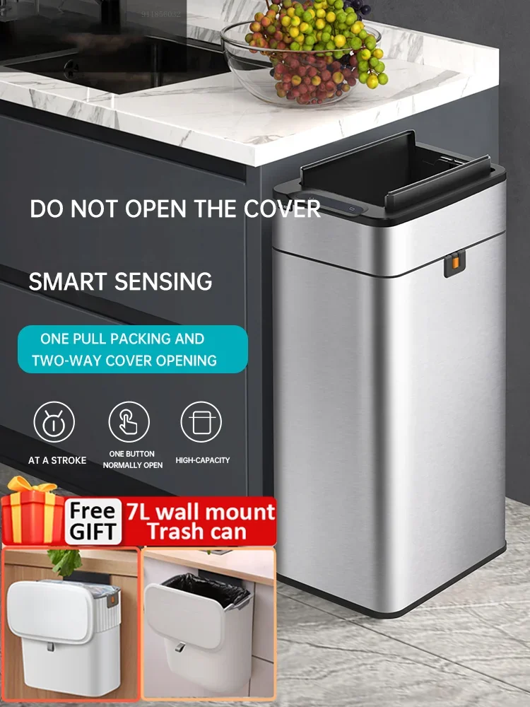 New Automatic Bag-drawing Trash Bin Household Flip Paper Basket Kitchen Trash  Can Bathroom Living Room Simple - Waste Bins - AliExpress