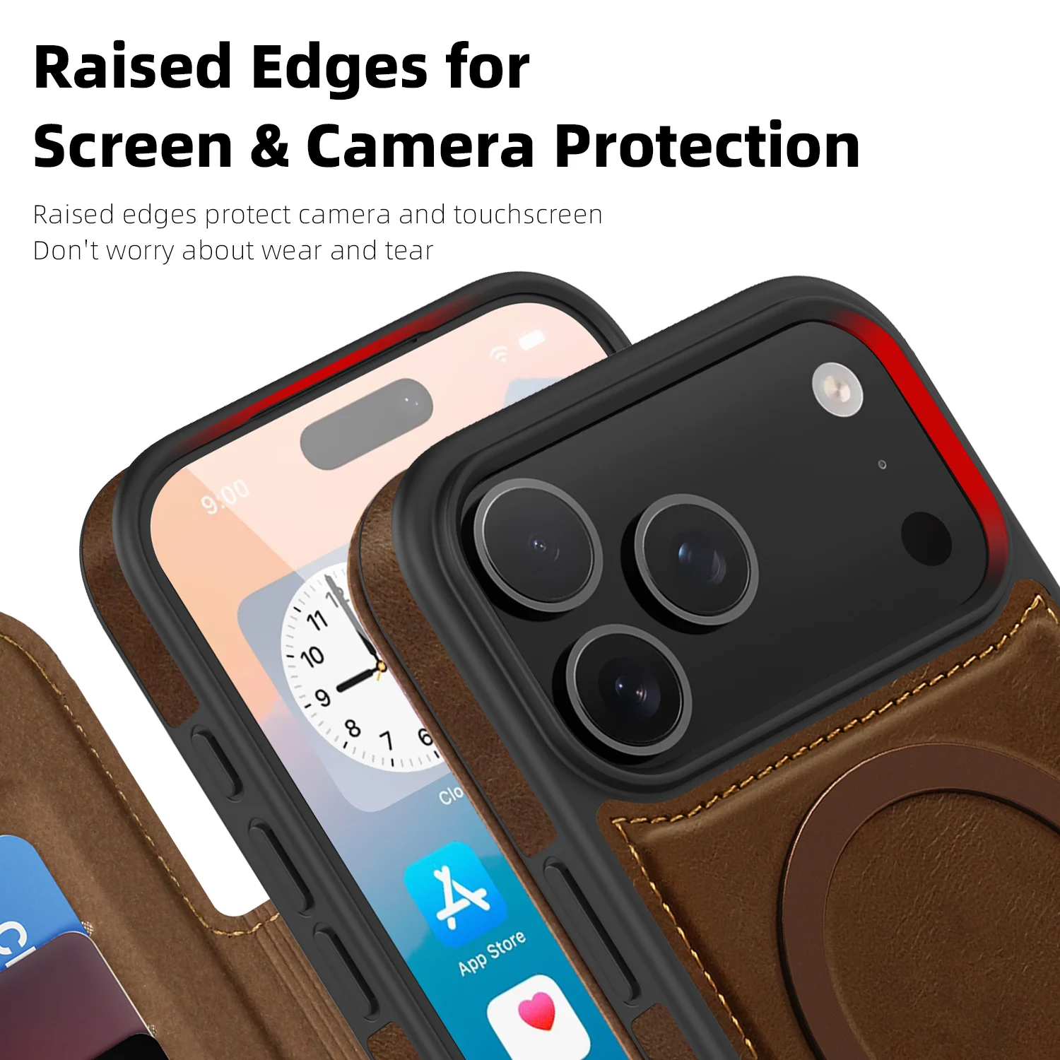 Premium Business Leather Flip Case with Magnetic MagSafe and Built-in Card Slot