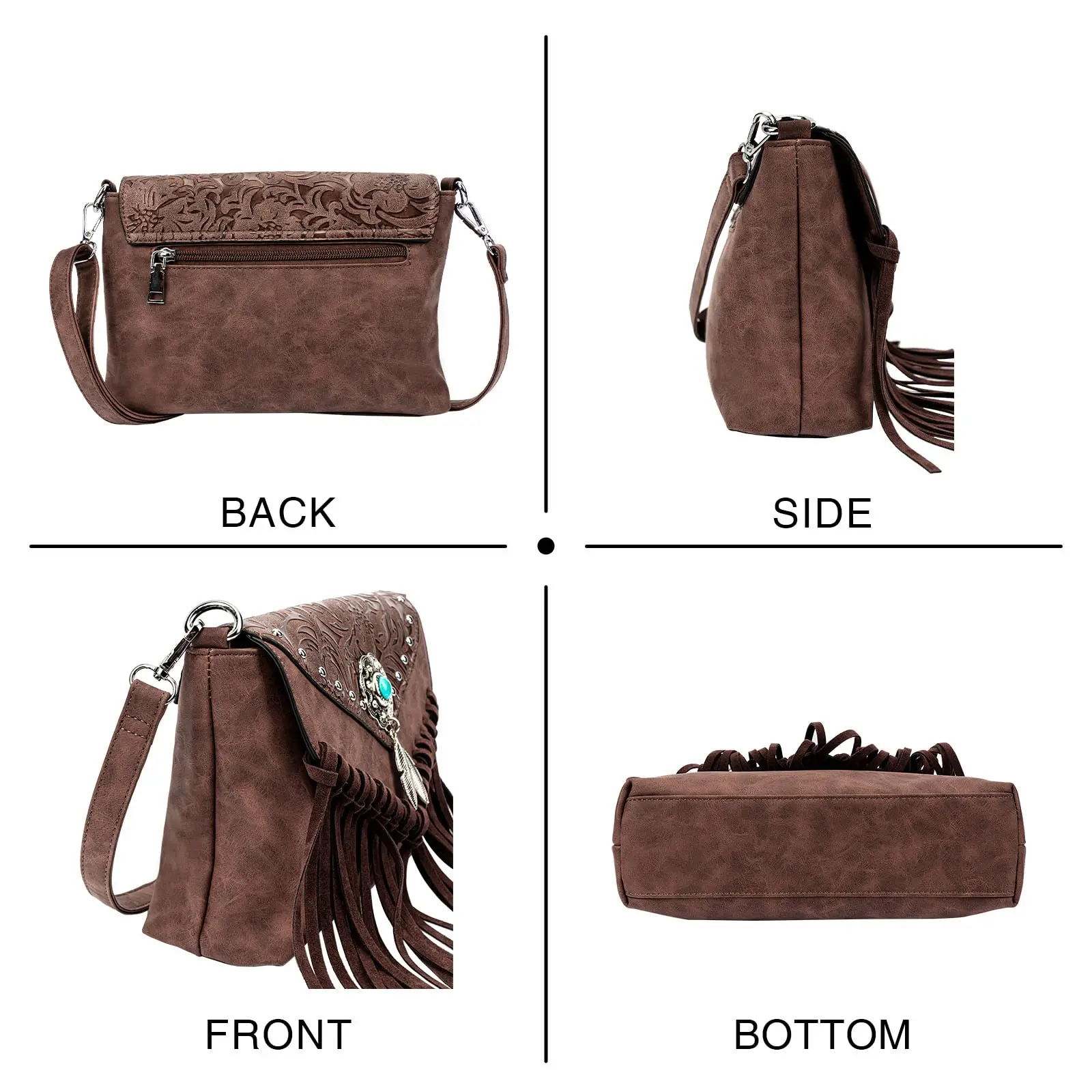 Women Shoulder Bag Celela Western Design Shoulder Bags For Women Vintage Messenger Rivet Tassel Designer Luxury Ethnic Clutch