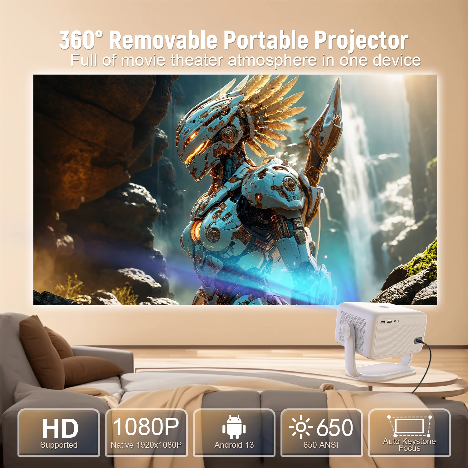 TP350 NTV 프로젝터: 4K HD 안드로이드 13 프로젝터 650 ANSI, 1..