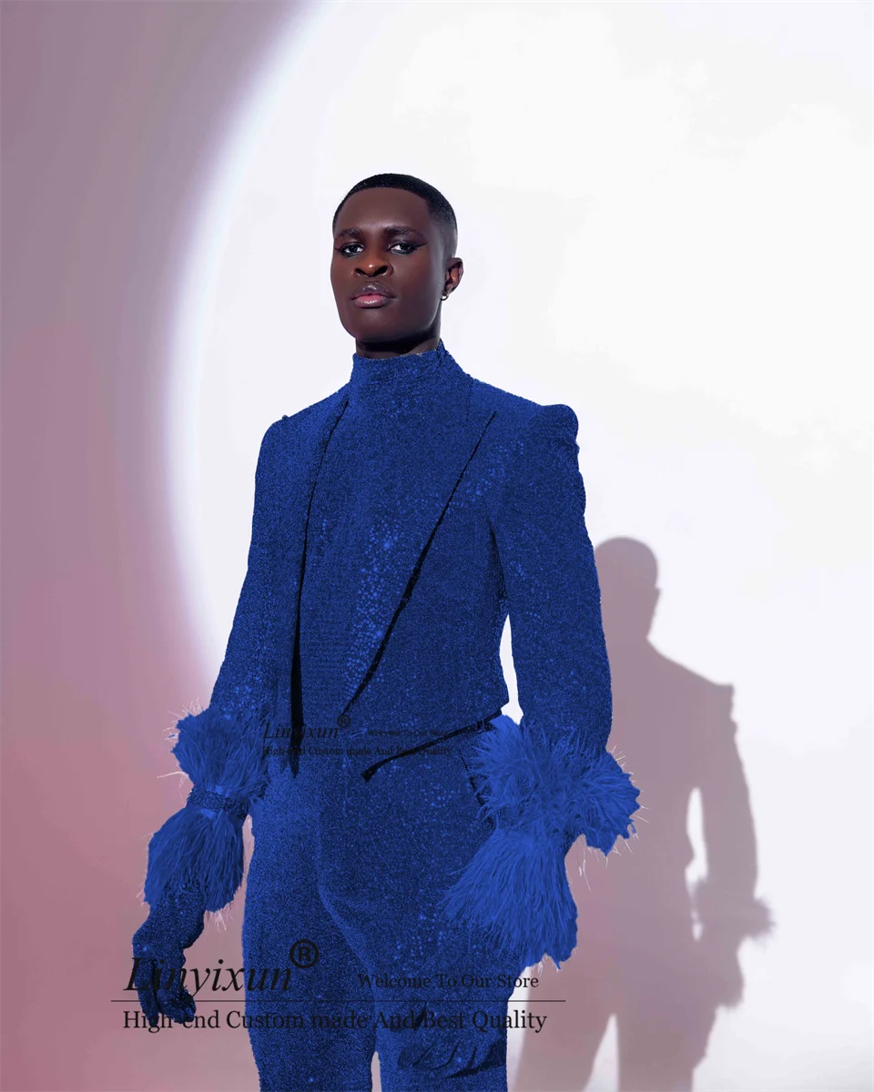 Glitter Sequin Wedding Suits For Men Peaked Lapel Groom Tuxedos Customized trajes elegante para hombres 2 Pieces Party Blazer 2