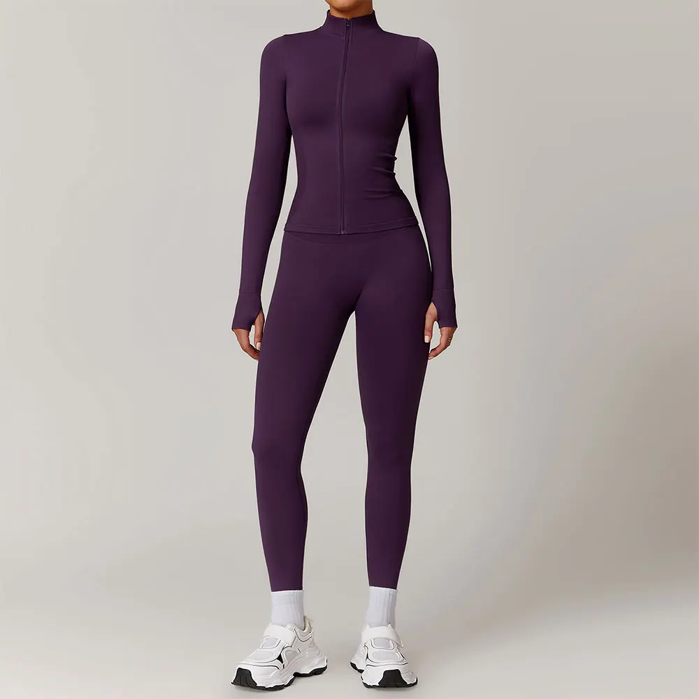 Women Seamless Yoga Set 2PCS Workout Set Sportswear Gym Clothing Fitness Long Sleeve Jacket High Waist Leggings Sports Suits yoga set sports set gym workout set sportswear set fitness set