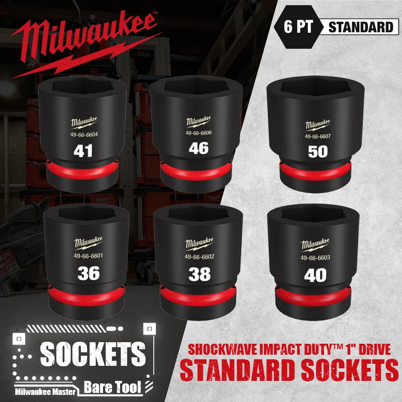 Juego De Dados De Impacto Milwaukee 49-66-7018 – 8 Piezas 3/4 SAE, 6 Puntos, SHOCKWAVE