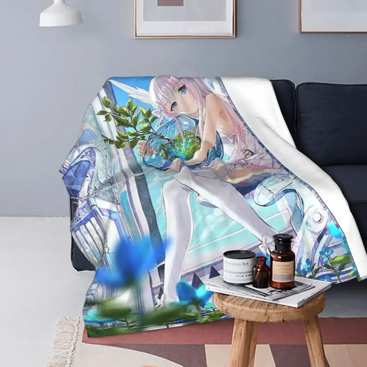 

Anime Girl Blankets Flannel Decoration Manga Pretty Doll Multi-function Lightweight Throw Blankets for Bedding Car Bedspread