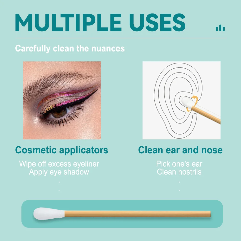 500 Pack Single Head Cotton Swabs for Personal Care
