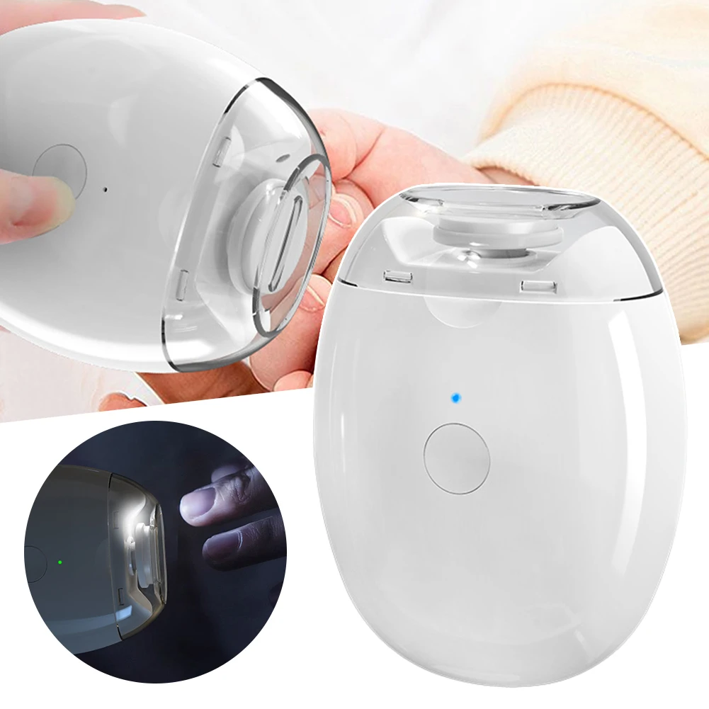 2 IN 1 Automatic Nail Grinder Electric Nail Trimmer Rechargeable Grinder Tip Clipper Cutter with Light for Baby Kid Child