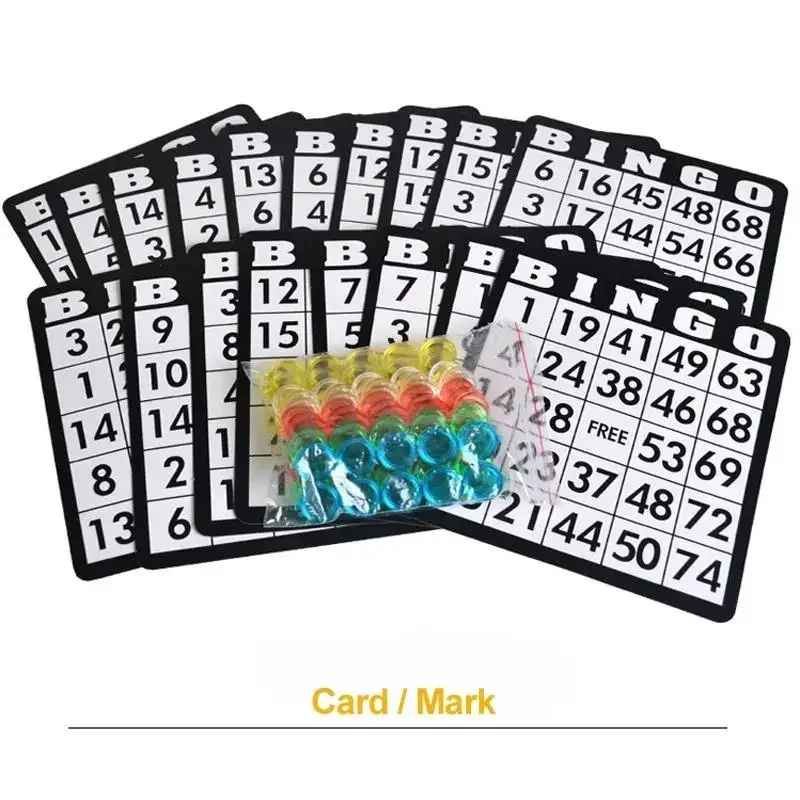 Bingo Board Game Lucky Lotto Machine Family Games Lottery Drawing Machine with Bingo Markers Cards for Indoor Outdoor Party Show