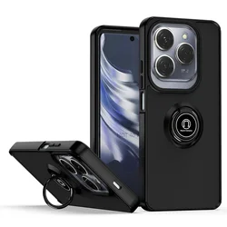 Rotatable Bracket Phone Case with Car Holder Ring Cover for Tecno POVA 3 (Black)