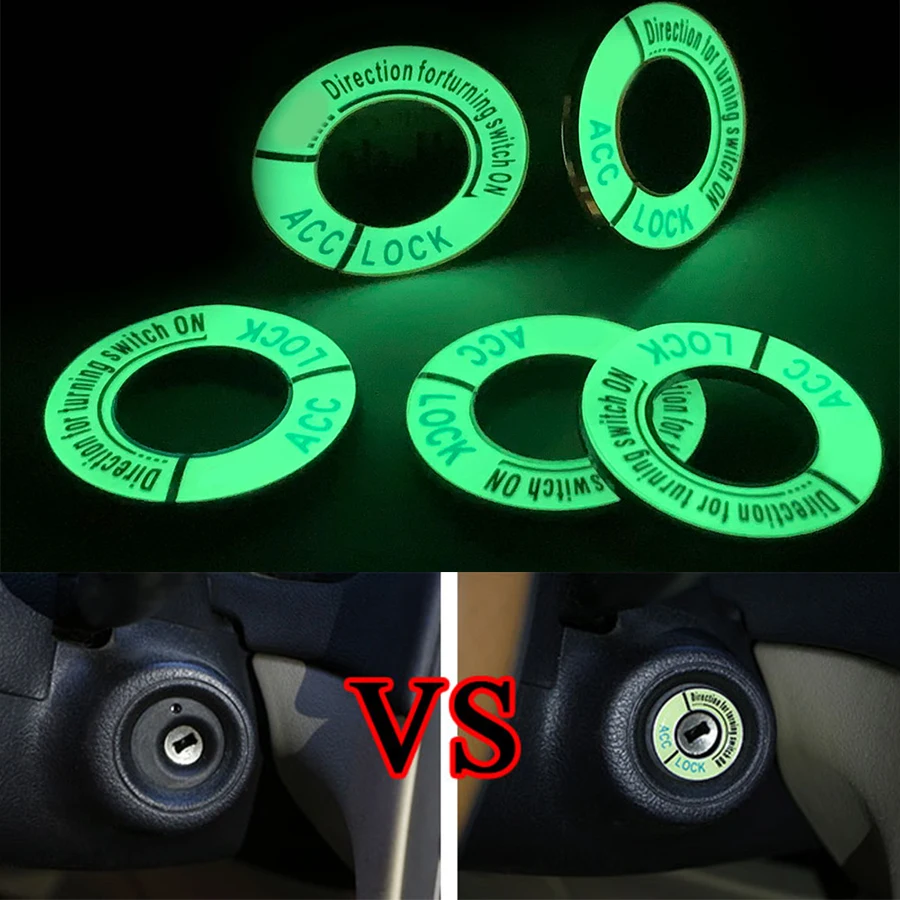 Car Ignition Key Ring Cover Decorative Trim Luminous Stickers for