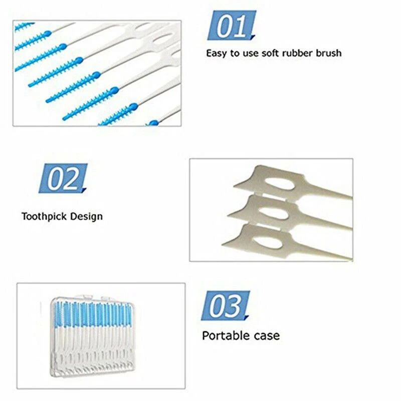 Toothpick Set Box Of 40 Teeth Toothpicks Dental Floss Picks Interdental Brush Stick Tooth Clean