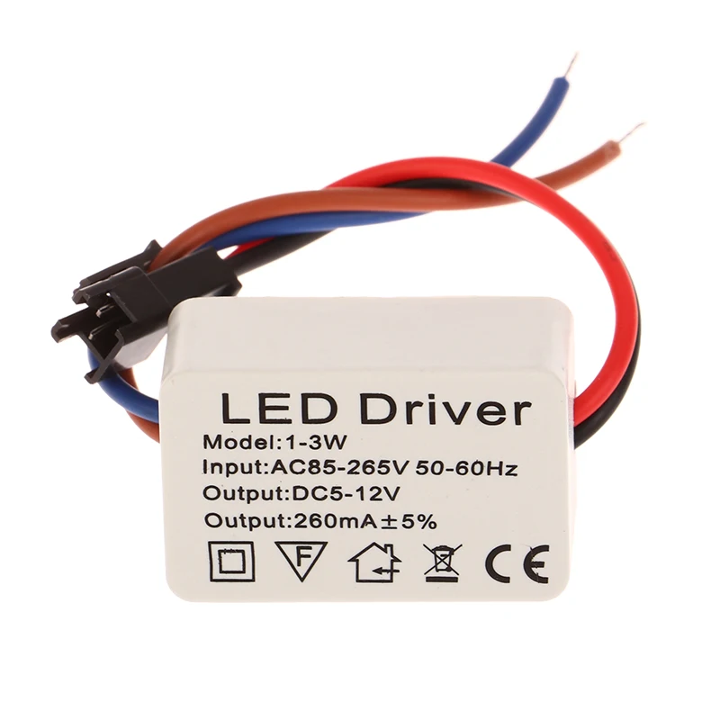 

1Pc Plenty of Power LED Driver 260mA 1-3W LED Power Supply Adapt AC 85V-265V To DC 5-12V LED Lights Driver For LED Drive Power