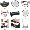 40'' Spider Web Tree Swing Round Net Swing Platform Rope Swing Set for Kids Adult, 71" Detachable Nylon Rope with Swivel 5