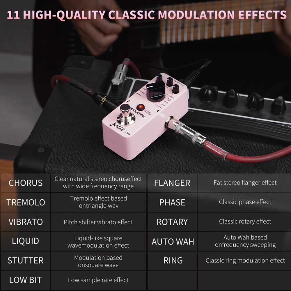 AITONE Series AT-03 Modulation Guitar Pedal 11 Mode Classic Modulation Effect Di