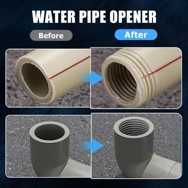 3PCS 헤비듀티 PVC/플라스틱 파이프 나사산 가공 도구 키트 1/2인치 3/4인치 1인치 PVC PPR MPP 파이프용 수나사 및 암나사