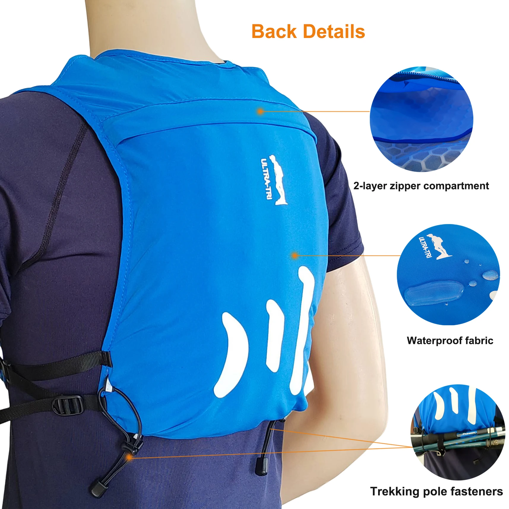 ULTRA-TRI Lightweight Hydration Running Vest Waterproof Trail Running Backpack 6L 6
