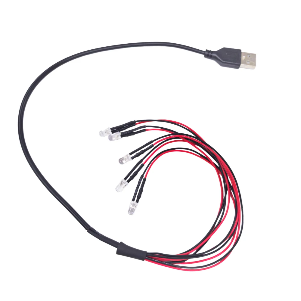 DC5V USB 포트에 5mm 사전 배선된 원형 LED 모델 라이트 LED 발광 다이오드 레드 그린 블루 DIY 야간 조명 수동 조명용