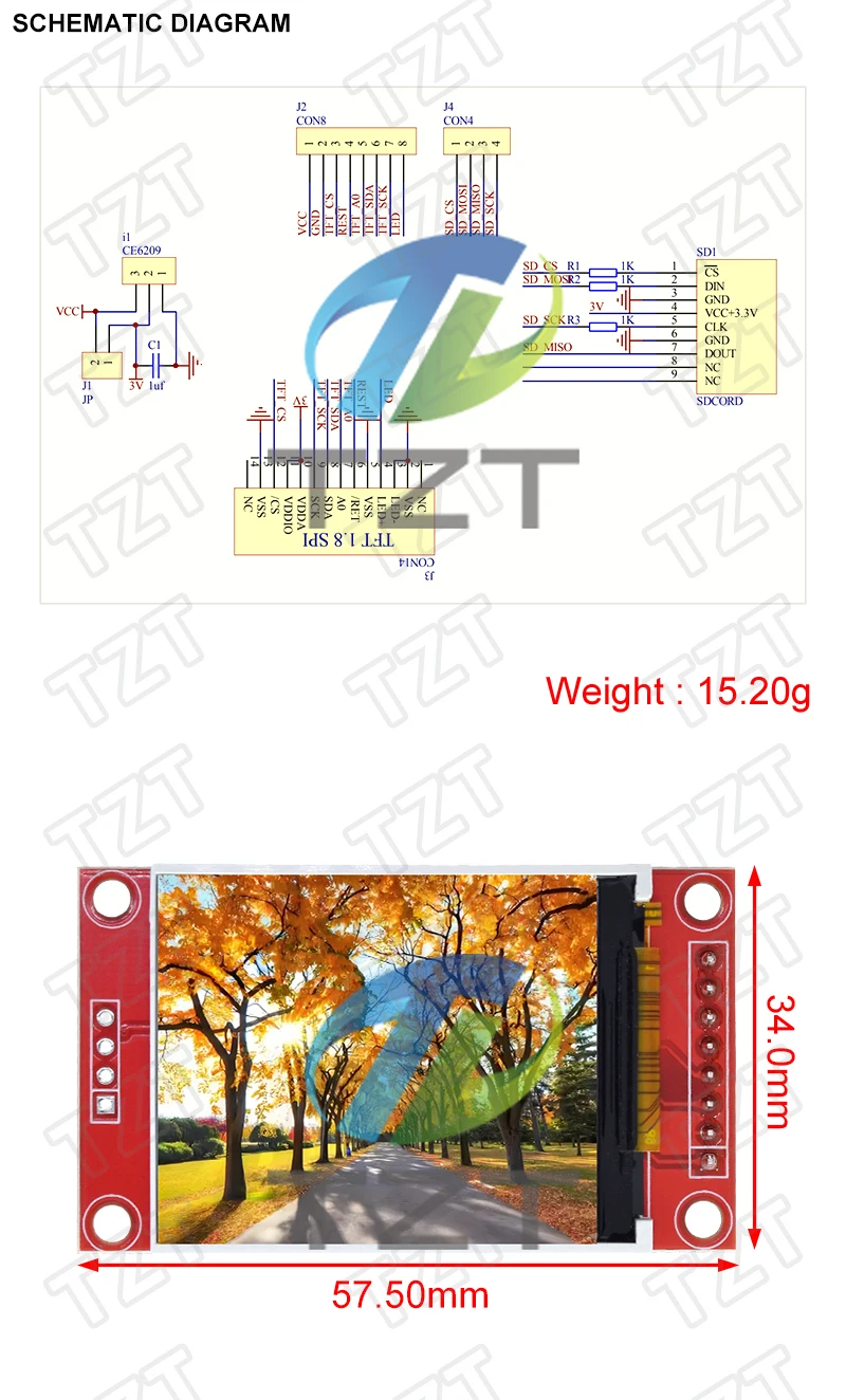 1/5 Stück 1,8 Zoll LCD-Display TFT-Bildschirmmodul SPI-Schnittstelle 128*160 Auflösung 16BIT RGB 4 IO ST7735S Treiber für Arduino – Detail 8