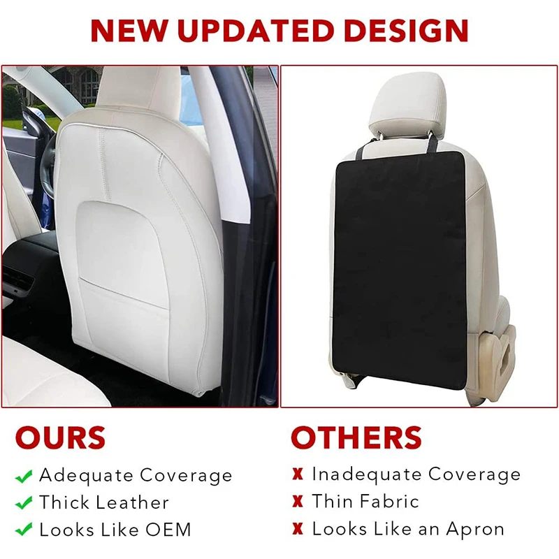For Tesla Model 3 Y Leather Seat Back Protector Wear-Resistant Car Kick Mats with Organizer Pocket Waterproof Scratchproof car seat protector car seat organizer
