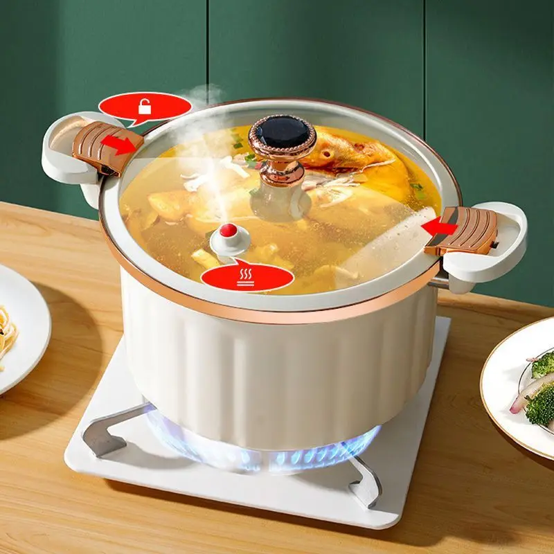 Micro Pressure Pot Micro Pressure Cookers 8L High Capacity Korean Vacuum Multifunctional Stewing Boiling Pot Double Ear Non-Stick Stewing Soup Pot