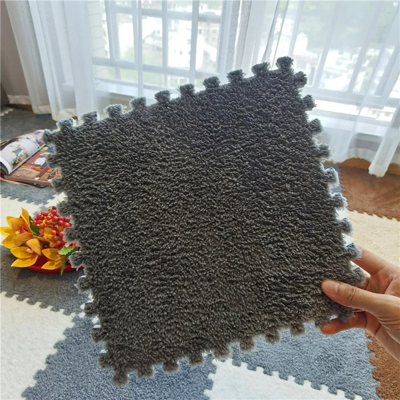 Children's Soft Plush Play Mat - Colorful Interlocking Foam Puzzle Rug