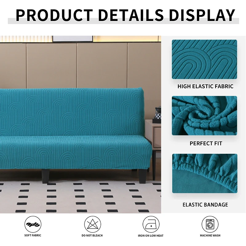 Jacquard Sofa Bed Cover No Handrails Sofa Cover for Living Room All-inclusive Stretch Armless Folding Furniture Bench Cover 3